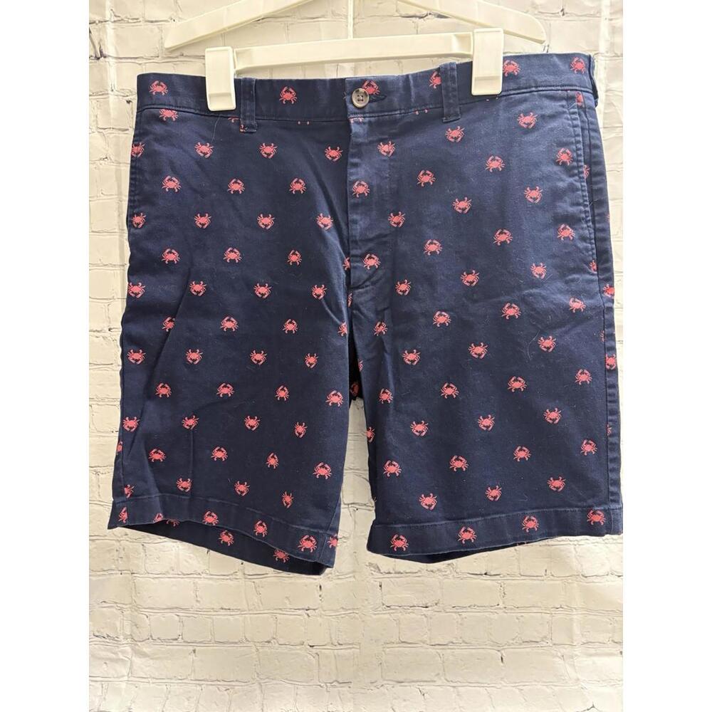 J Crew Men’s 35 Crab All Over Print Chino Shorts 9” Inseam Navy Blue